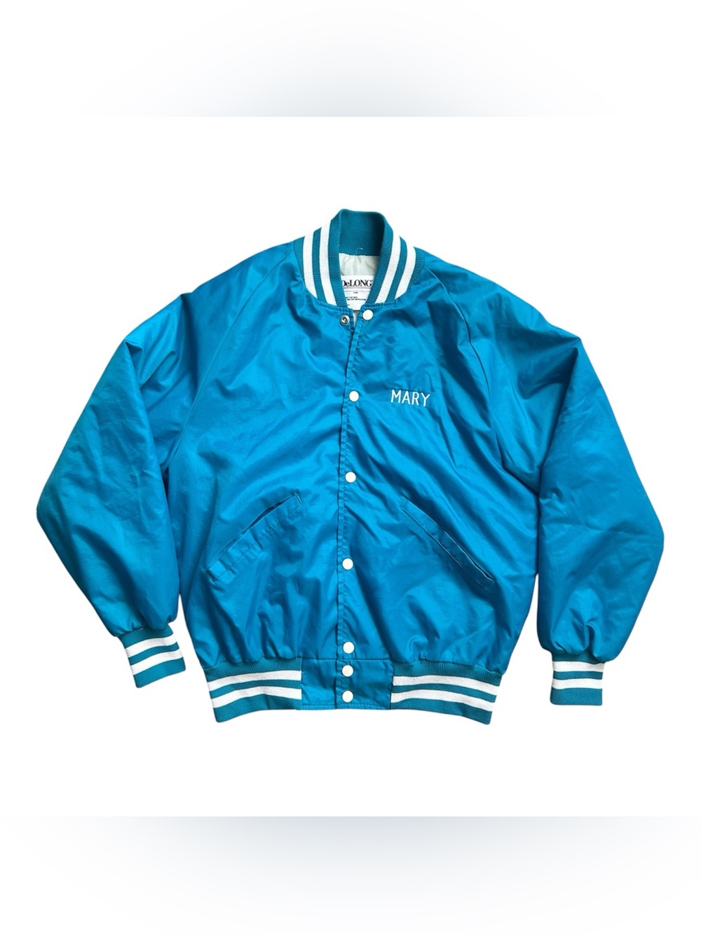 Vintage DeLong Teal Colored Snap Up Bomber Jacket size Medium